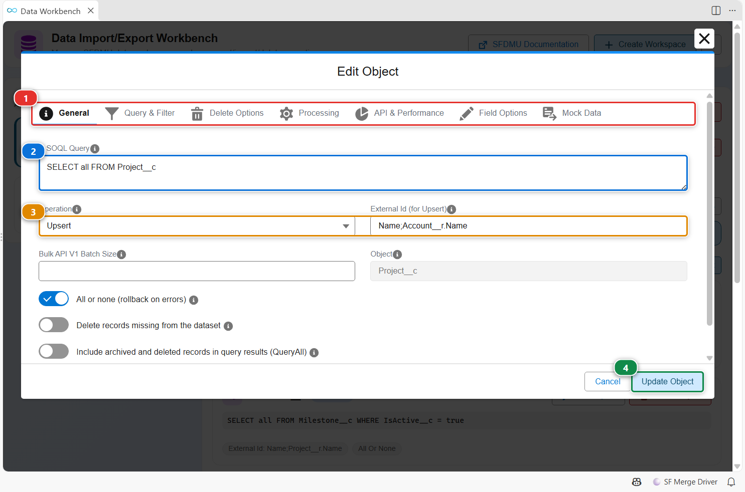 Edit an object of a data workspace