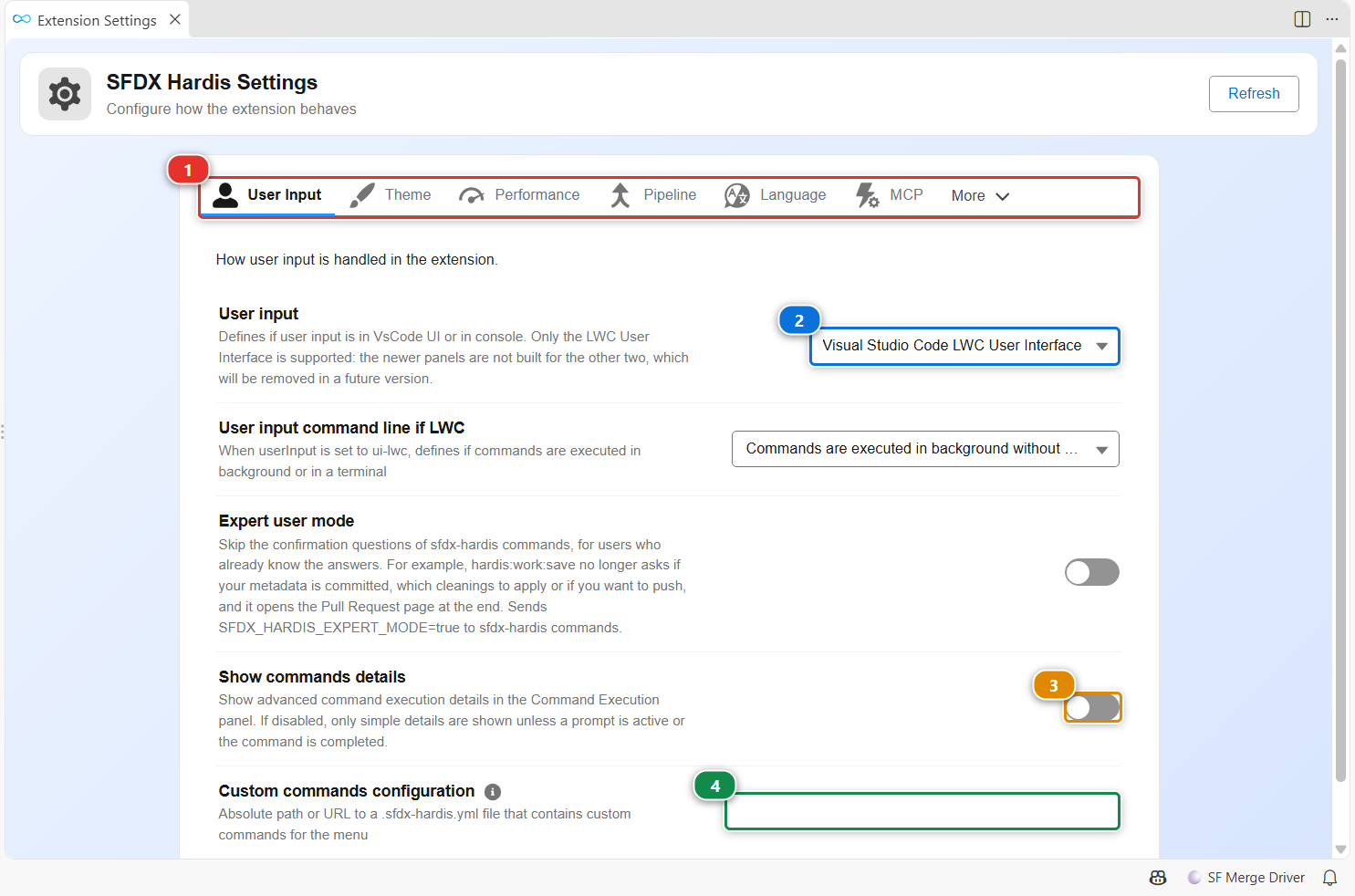 Extension settings