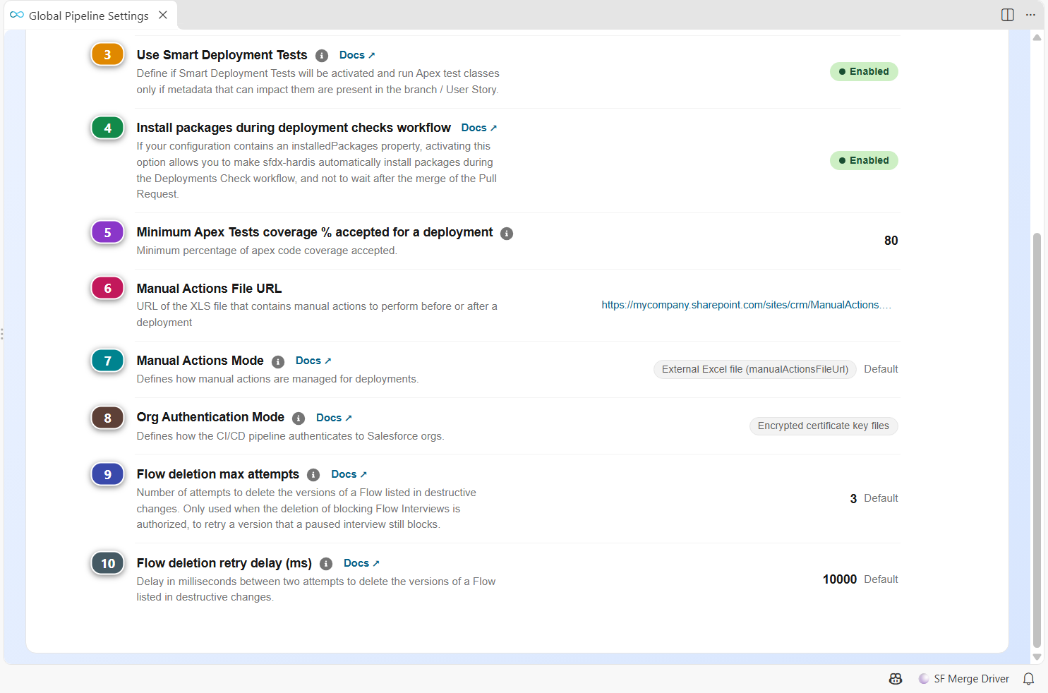 Pipeline Settings, Deployment