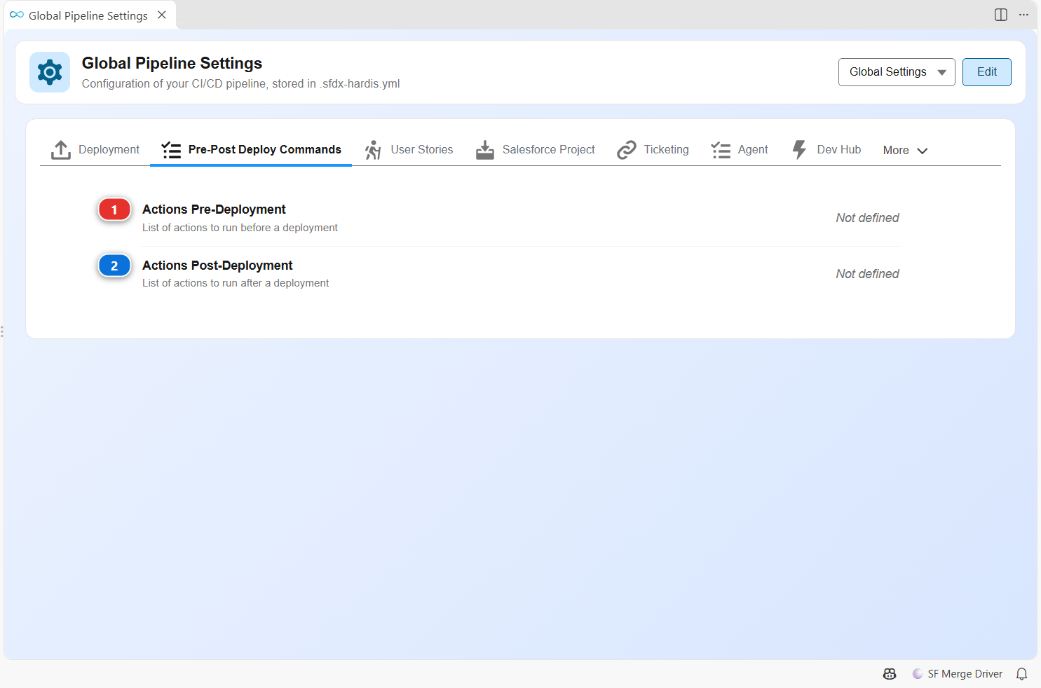Pipeline Settings, Pre-Post Deploy Commands