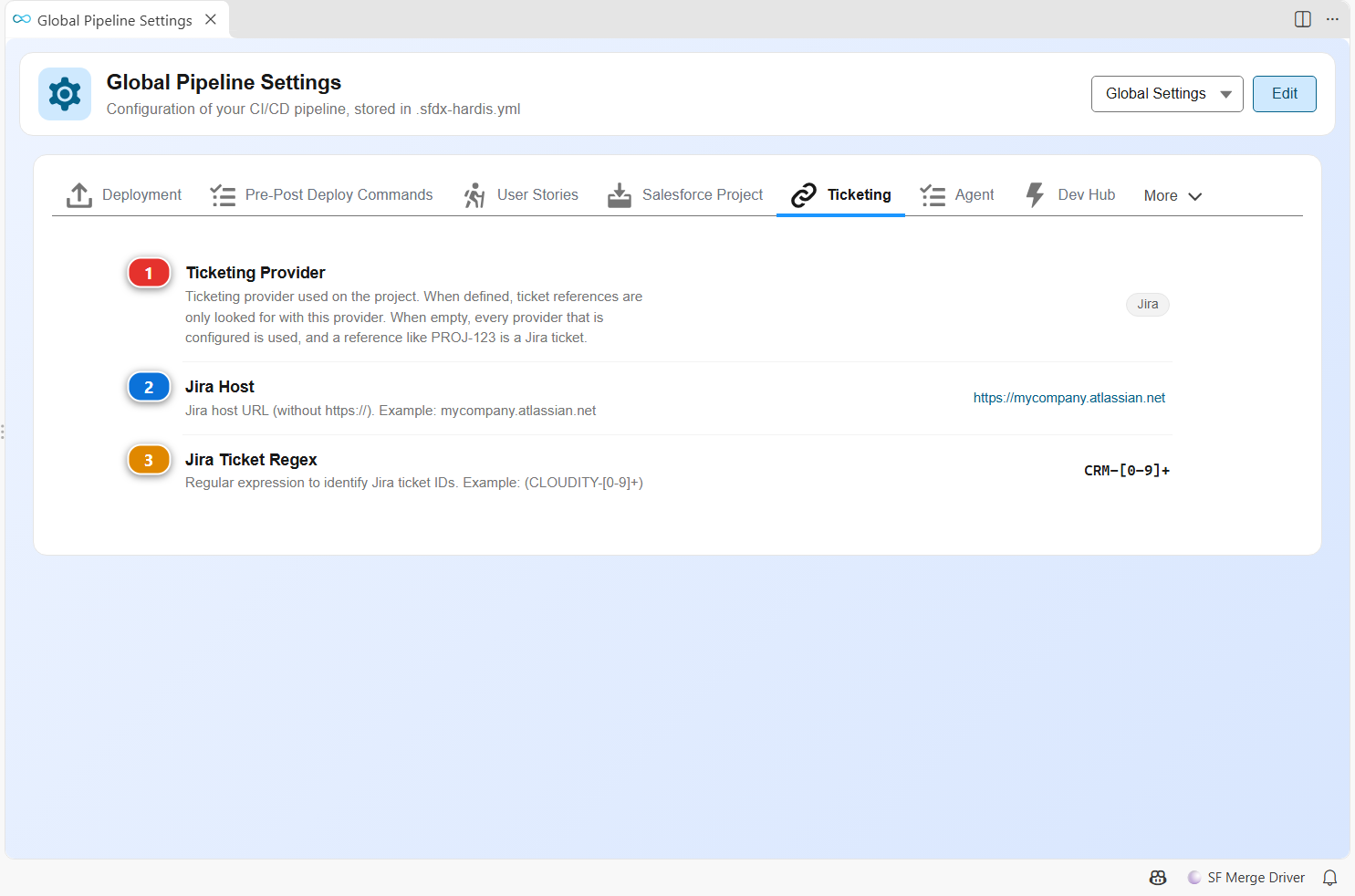 Pipeline Settings, Ticketing