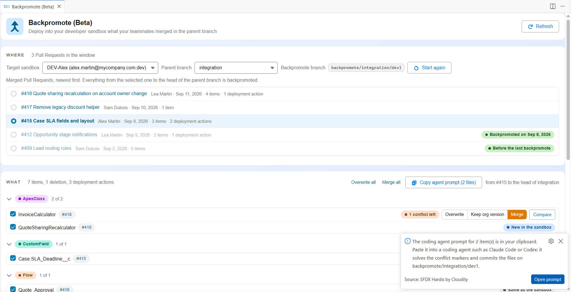 Merge all: the prompt for a coding agent is in the clipboard
