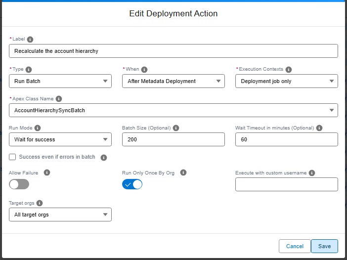 Run batch deployment action